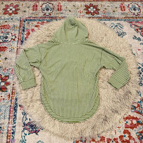 Anthropologie Pilcro Wharfside Hooded Sweatshirt Green Striped Size XL - Picture 3 of 3